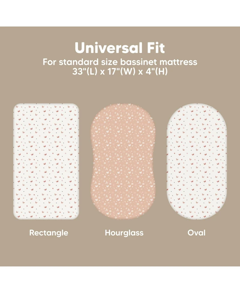 KeaBabies Bassinet Sheet for Baby Girls, Boys, 2-Pack Isla Fitted Sheets, Mattress Sheets