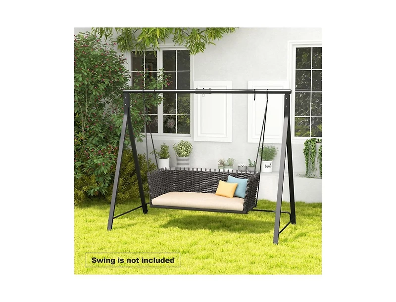Slickblue Patio Metal Swing Stand with A-Shaped Structure-Black