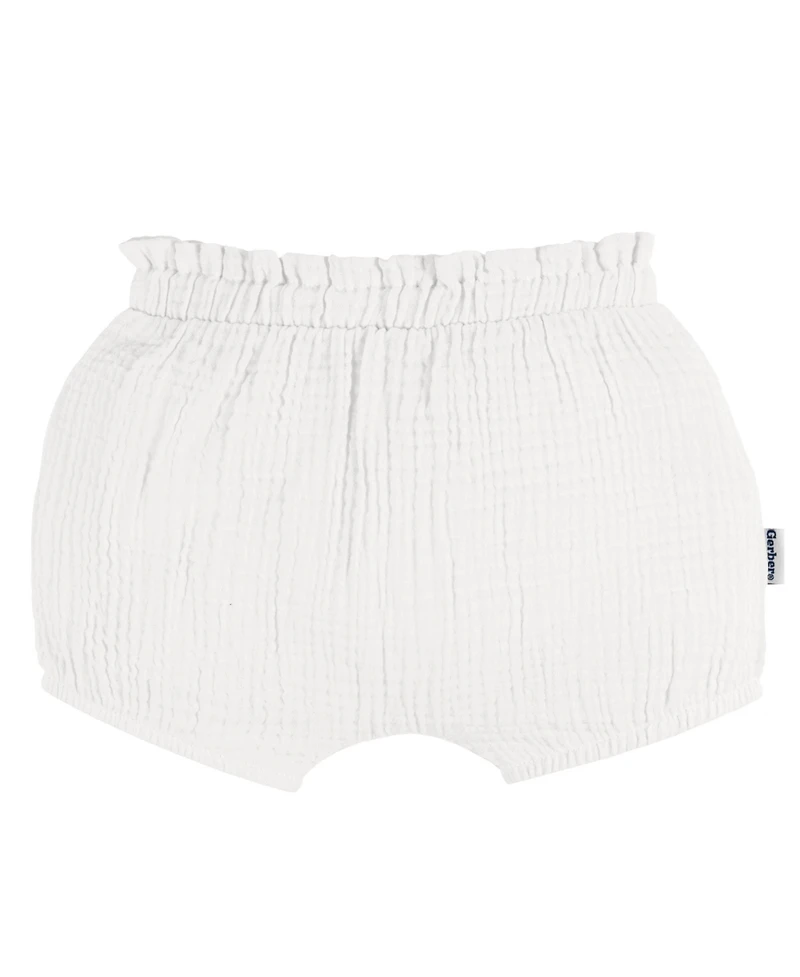 Gerber Baby Girls Gauze Bubble Shorts, 3-Pack