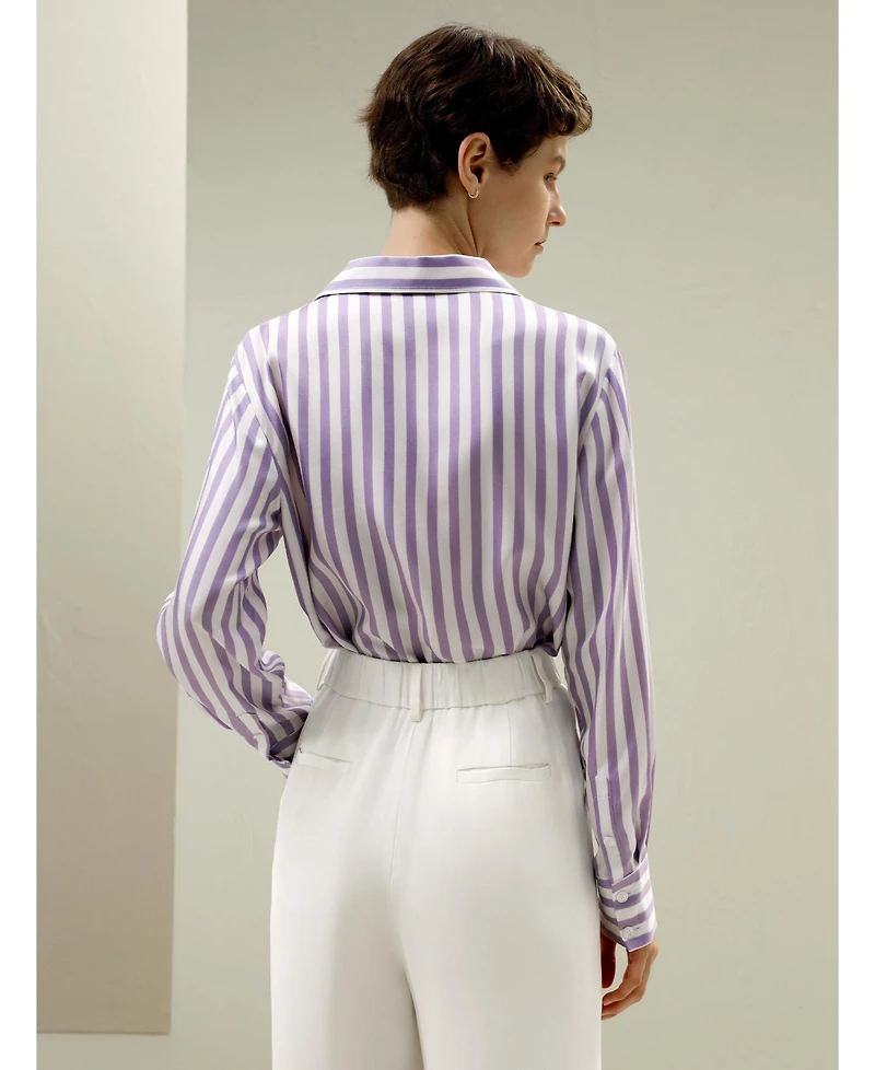 Classic Striped Silk Shirt for Women
