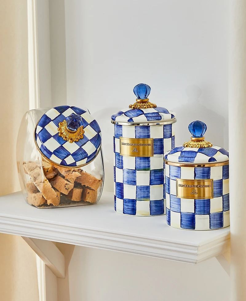 Mackenzie-Childs Royal Check Enameled Steel Small Canister