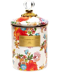 Mackenzie-Childs White Flower Market Medium Canister