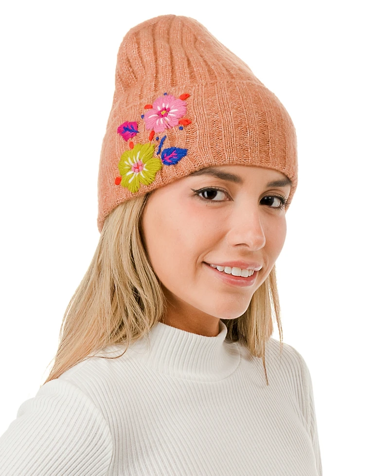 Marcus Adler Flower Embroidered Beanie