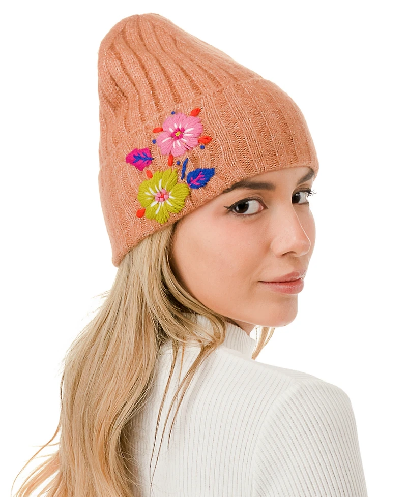 Marcus Adler Flower Embroidered Beanie