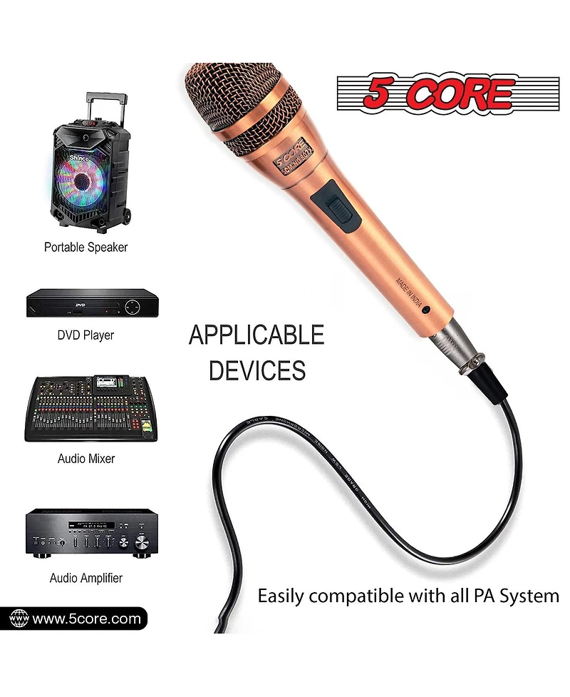 5 Core Mic Karaoke Dynamic Handheld Xlr Microphone for Professional Vocal Recording Live Stage Singing Music Neodymium 1/4 Corded Wired Microfono
