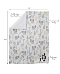 Lambs & Ivy Jungle Friends Elephant/Giraffe Safari Soft Fleece Baby Blanket