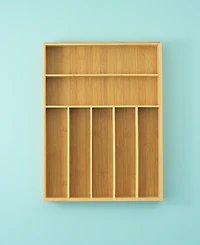 JoyJolt Bamboo Slot Drawer Organizer for Kitchen Utensils