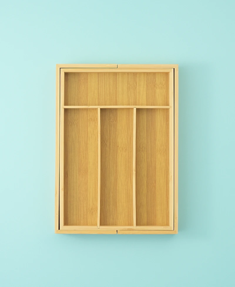 JoyJolt Bamboo Expandable Drawer Organizer for Kitchen Utensils