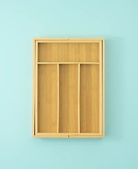 JoyJolt Bamboo Expandable Drawer Organizer for Kitchen Utensils