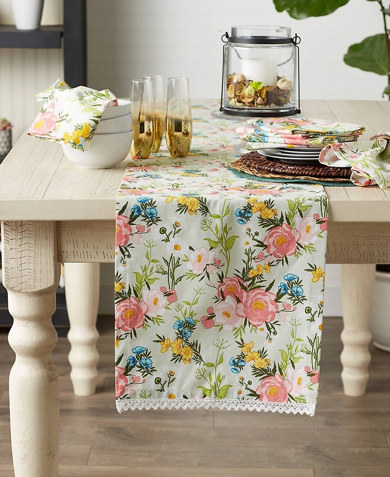 Design Imports Spring Bouquet Print Table Runner, 14"x72 "