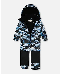 Deux par Deux Toddler Girls One Piece Snowsuit Black Printed Polar Bears - Toddler|Child