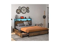 Slickblue Bed Frame with Smart Led Lights and Storage Drawers-Full Size