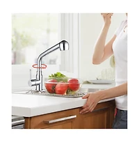 Stainless Steel Kitchen Sink Faucet Pull Out Dual Function Mixer Taps 1 Handle Long Neck