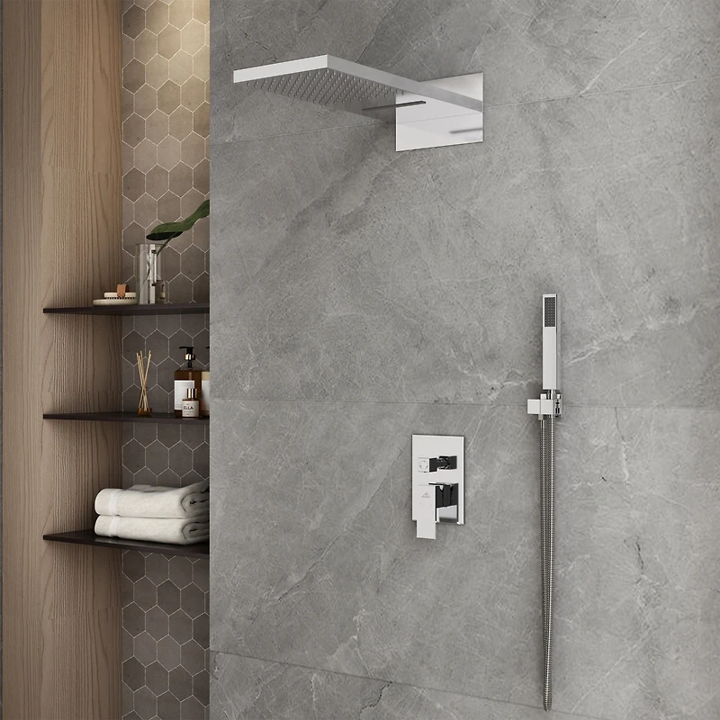 Casainc 22 Inch Luxury Waterfall Shower System Valve Kit with Handheld Spray