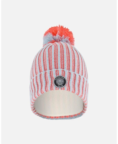 Deux par Girl Knit Hat Air Blue And Coral - Toddler|Child