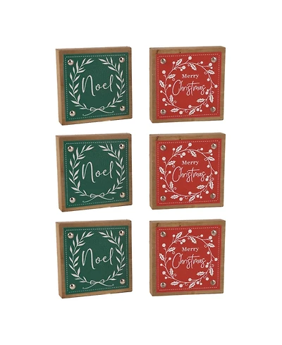 Slickblue Holiday Sentiment Sign With Faux Leather Accent (Set of 6)