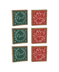 Slickblue Holiday Sentiment Sign With Faux Leather Accent (Set of 6)