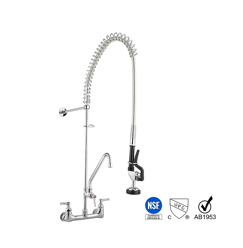 Aquaterior Pre-Rinse Brass Wall-mount Faucet w/ 12" Add-On Faucet Restaurant Cupc Nsf
