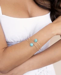 Ettika Turquoise Bead 18k Gold Plated Wire Cuff Bracelet