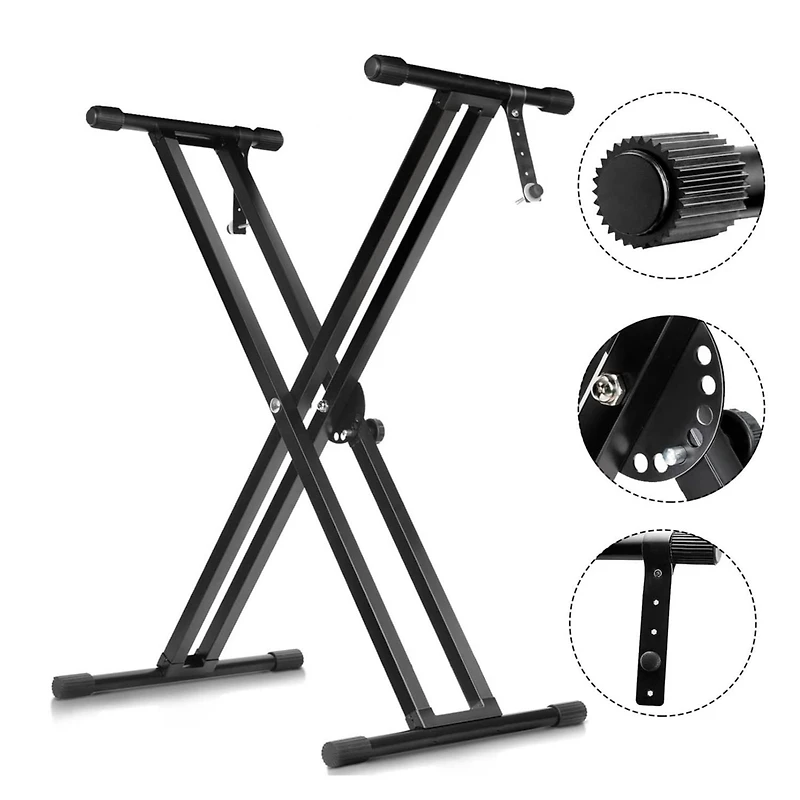 5 Core Piano Stand Double Braced Adjustable Keyboard Stands Metal X Style On Stage Keyboard Seat Durable & Sturdy Easy To Assemble - Ks 2X Blk