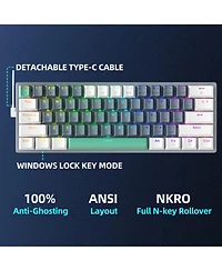 Machineke Machenike K500-B61W 60% Wireless Mechanical Gaming Keyboard, 61 Keys Ultra-Compact Hot Swappable Linear Red Switch, Dynamic Rgb Backlit, Ant