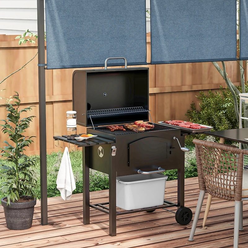 Outsunny Charcoal Grill, Bbq with Adjustable Charcoal Height,