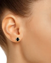 Onyx Solitaire Four Prong Stud Earrings 14k Gold