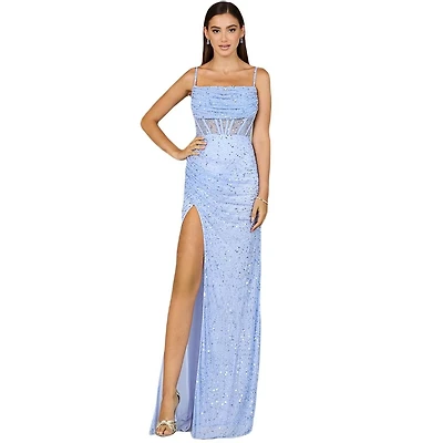 Lara Women's Elegant Corset Gown with Slit