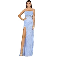 Lara Women's Elegant Corset Gown with Slit