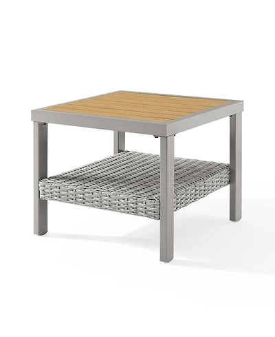 Songmics Home Sencillo Collection - Small Square Coffee Table with Storage, Modern and Transitional Style, Glass, Gray