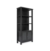 Omaha Modern Farmhouse Storage Cabinet Bookcase, Glass Doors And Open Shelves