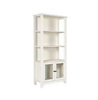 Omaha Modern Farmhouse Storage Cabinet Bookcase, Glass Doors And Open Shelves