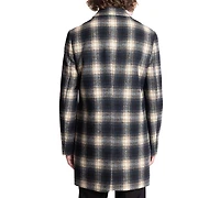Paisley & Gray Men's Navy & Cream Buffalo Plaid Topper Coat