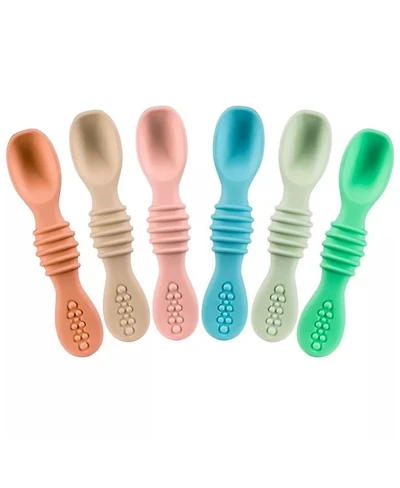 Sperric Silicone Baby Spoons First Stage Infant Feeding Spoon for Led Weaning Bpa Lead Phthalate and Plastic Free, Great Gift Set Multicolor 6 Pa