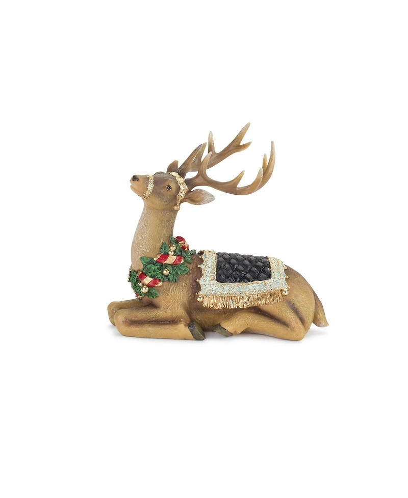 Slickblue Holiday Deer Figurine With Gold Accents (Set of 2)