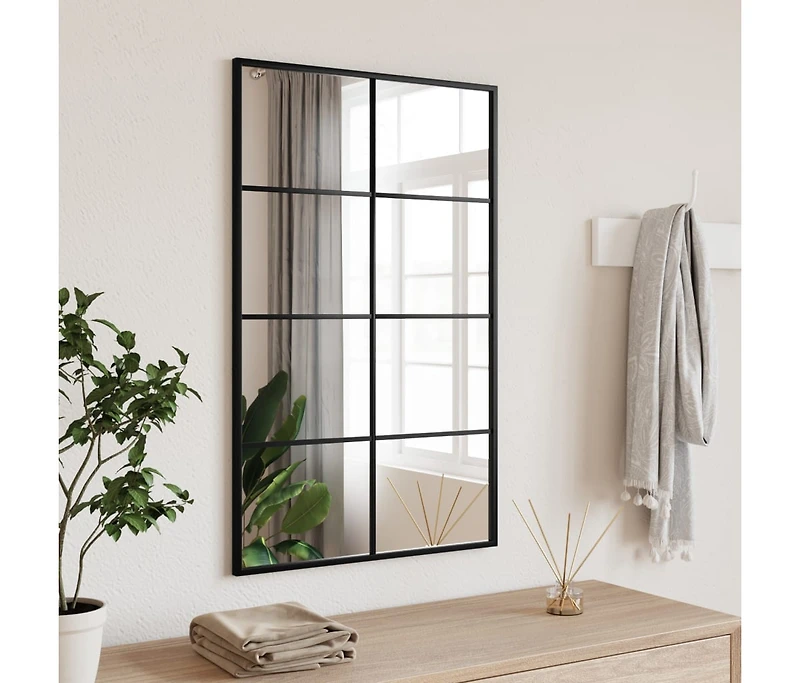vidaXL Wall Mirror Black 19.7"x31.5" Rectangle Iron