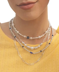 Sterling Forever Gold-Tone or Silver-Tone Beaded and Cultured Pearl Sylvie Statement Necklace