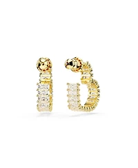Swarovski Baguette Cut, Heart, Small, White, Gold-Tone Plated atrix Hoop Earrings