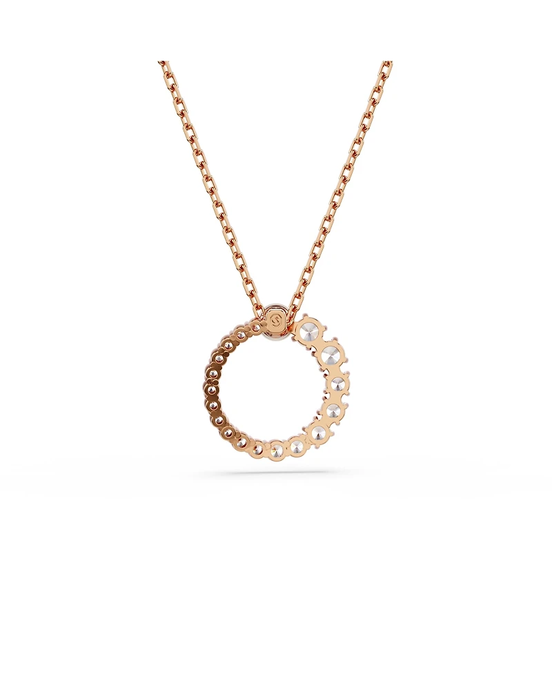 Swarovski Matrix Pendant, Crystal Pearl, Round Cut, White, Rose Gold-Tone Plated Necklace