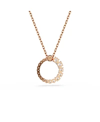 Swarovski Matrix Pendant, Crystal Pearl, Round Cut, White, Rose Gold-Tone Plated Necklace