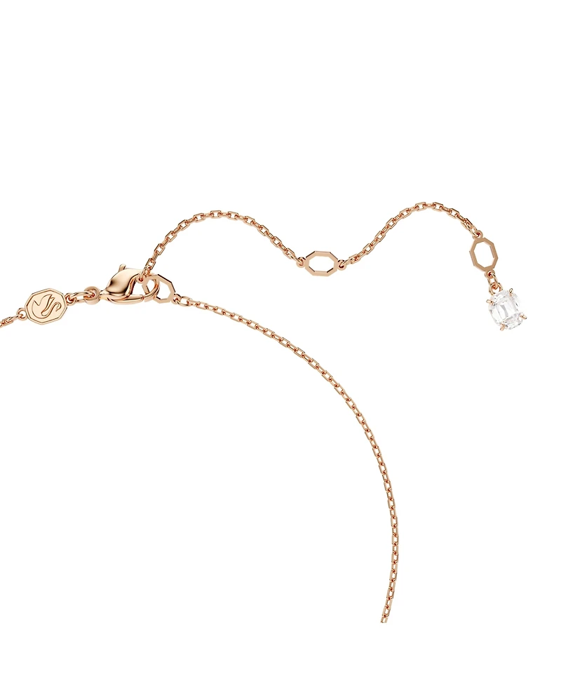 Swarovski Matrix Pendant, Crystal Pearl, Round Cut, White, Rose Gold-Tone Plated Necklace