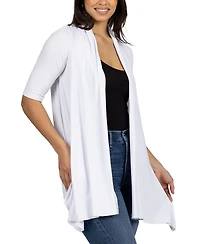 24seven Comfort Apparel Loose Fit Open Front with Half Sleeve Cardigan