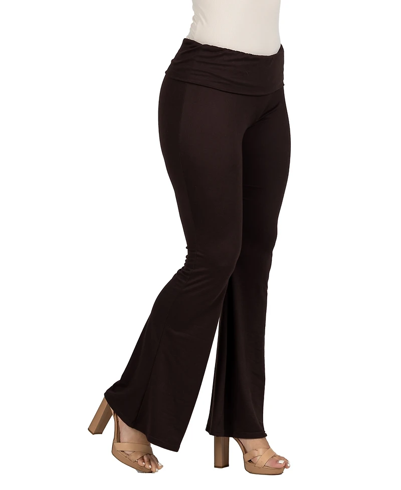 24seven Comfort Apparel Black Bell Bottom Foldover Waist Sweatpants