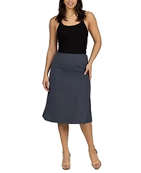 24seven Comfort Apparel A Line Elastic Waist Knee Length Skirt