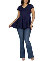 24seven Comfort Apparel Women's Short Sleeve Loose Fit Tunic Top
