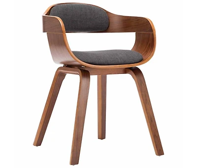 Dining Chair Dark Gray Fabric and Bentwood