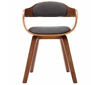 Dining Chair Dark Gray Fabric and Bentwood