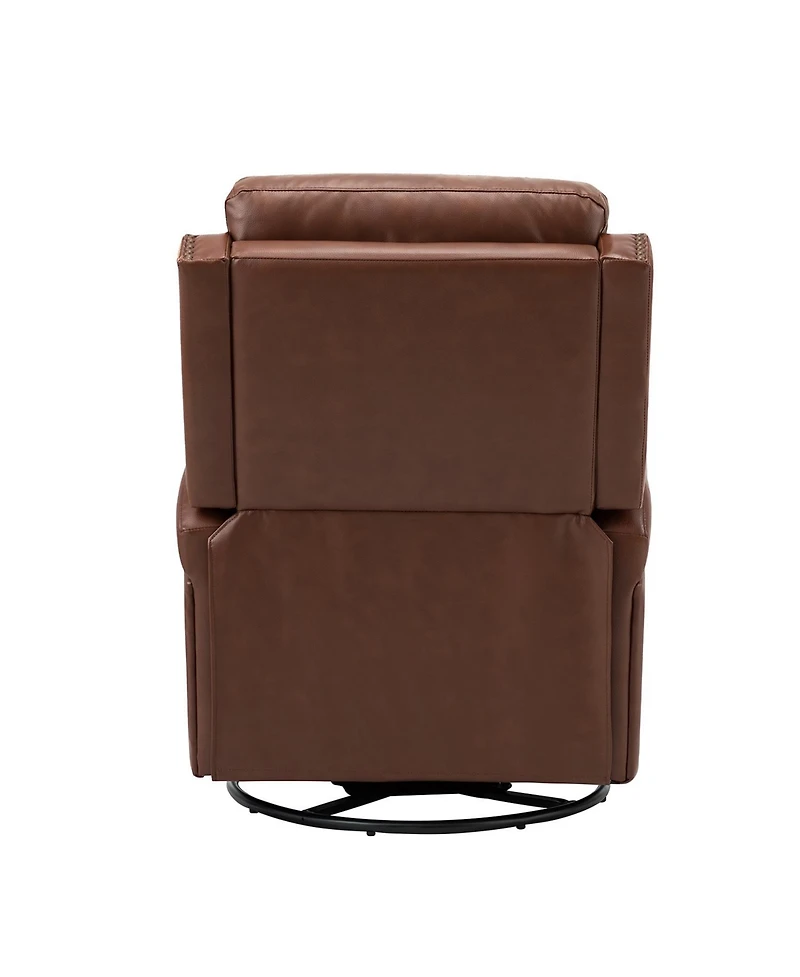 Hulala Home Beatriz 28.74" Wide Genuine Leather Swivel Rocker Recliner