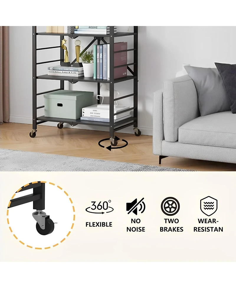 Sugift 4-Tier Foldable Storage Shelves, Metal Shelving Units, Storage Rack, Black