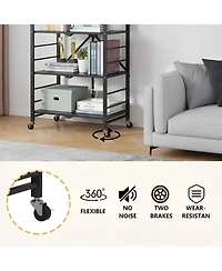Sugift 4-Tier Foldable Storage Shelves, Metal Shelving Units, Storage Rack, Black